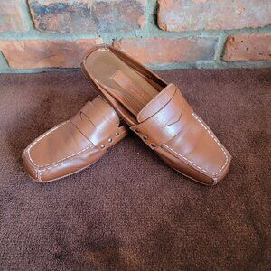 Aerosoles Slippery Scotch Brown Leather Loafers, W 7.5